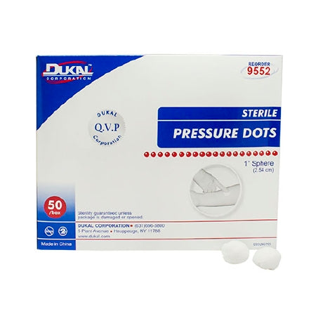 Dukal  9552 Gauze Pressure Dot Dukal 1 Inch 2 per Pouch Sterile 1-Ply Sphere