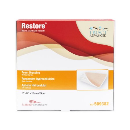 Urgo Medical North America LLC  509382 Foam Dressing Restore 6 X 6 Inch Without Border Film Backing Nonadhesive Square Sterile