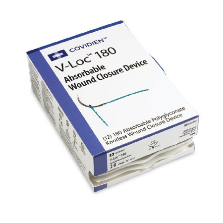 Covidien  VLOCL0615 Absorbable Suture with Needle V-Loc 180 Wound Closure Device Polyglyconate V-20 1/2 Circle Taper Point Needle Size 2 - 0 Barbed Monofilament