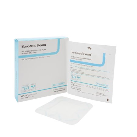 DermaRite Industries  00298E Foam Dressing BorderedFoam 4 X 4 Inch With Border Waterproof Backing Nonacrylic Adhesive Square Sterile