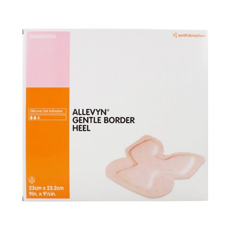 Smith & Nephew  66800506 Foam Dressing Allevyn Gentle Border Heel 9 X 9-1/8 Inch With Border Film Backing Silicone Gel Adhesive Heel Sterile