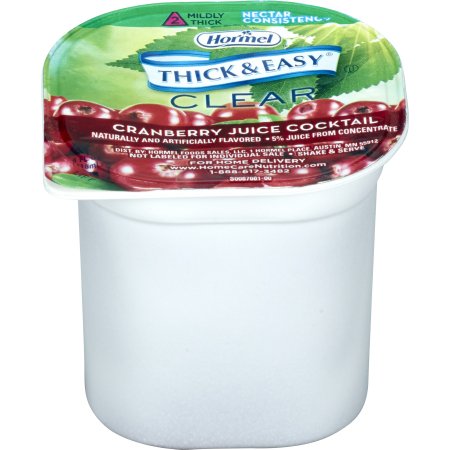 Hormel Food Sales 39705 Thickened Beverage Thick & Easy 4 oz. Portion Cup Cranberry Juice Cocktail Flavor Liquid IDDSI Level 2 Mildly Thick