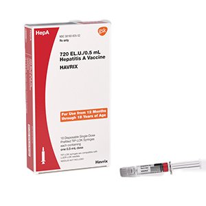 Glaxo Smith Kline  58160082552 HAVRIX Hepatitis A Vaccine Indicated for People 12 Months Through 18 Years of Age 720 Unit / 0.5 mL Injection Prefilled Syringe 0.5 mL