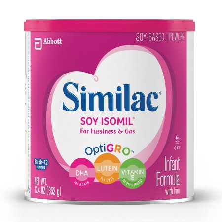 Abbott Nutrition 55963 Infant Formula Similac Soy Isomil 12.4 oz. Can Powder Soy Galactosemia / Lactose Intolerance