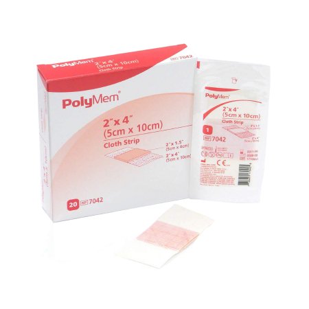 Ferris Manufacturing  7042 Adhesive Strip PolyMem 2 X 4 Inch Polyurethane / Film Rectangle Pink / White Sterile