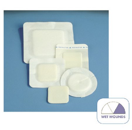 DeRoyal  46-908 Foam Dressing Polyderm Border 4 Inch Diameter With Border Without Film Backing Nonadhesive Fenestrated Round Sterile