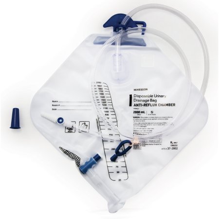 McKesson Brand 37-2802 Urinary Drain Bag McKesson Anti-Reflux Valve Sterile 2000 mL Vinyl