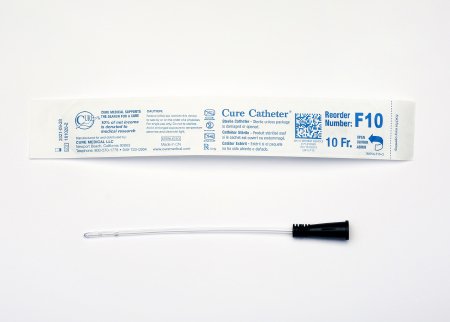 Cure Medical  F10 Urethral Catheter Cure Catheter Straight Tip Uncoated PVC 10 Fr. 6 Inch