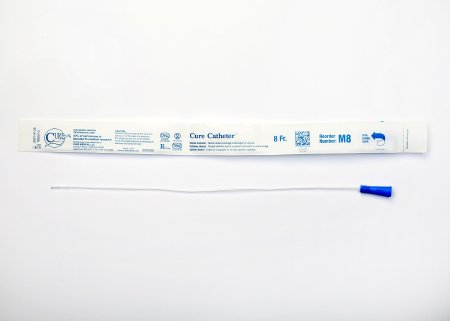 Cure Medical  M8 Urethral Catheter Cure Catheter Straight Tip Uncoated PVC 8 Fr. 16 Inch