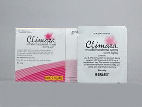 Bayer  50419045604 Climara Estradiol 0.375 mg / 24 Hour Patch Carton 4 Patches