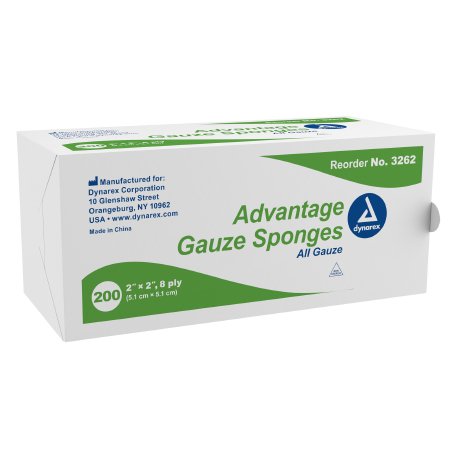 Dynarex  3262 Gauze Sponge Advantage 2 X 2 Inch 200 per Pack NonSterile 8-Ply Square