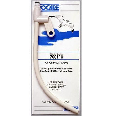 Urocare Products  70011012 Long DrainTube Urocare Quick Drain Valve Standard, 0.25 I.D. X 10 Long Inch, White rubber and Plastic, NonSterile