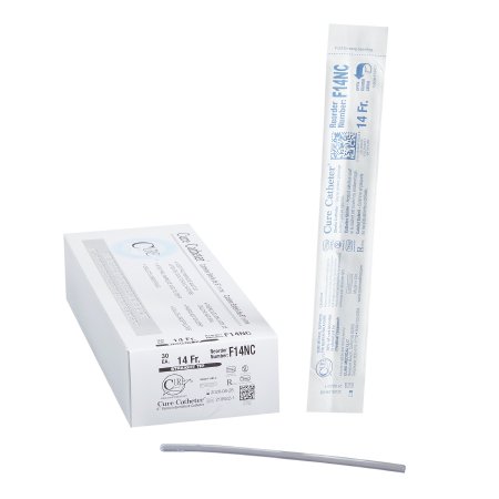 Cure Medical  F14NC Urethral Catheter Cure Catheter Straight Tip Uncoated PVC 14 Fr. 6 Inch