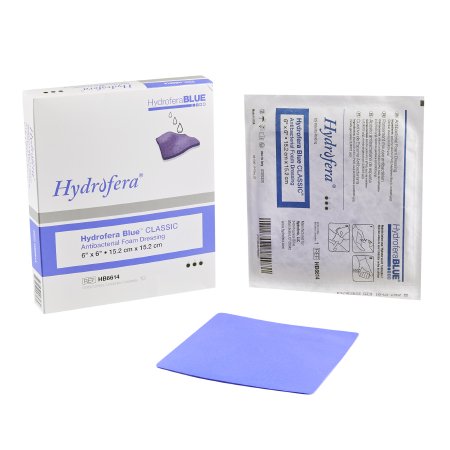 Hydrofera  HB6614 Antibacterial Foam Dressing Hydrofera BLUE Classic 6 X 6 Inch Without Border Without Film Backing Nonadhesive Square Sterile