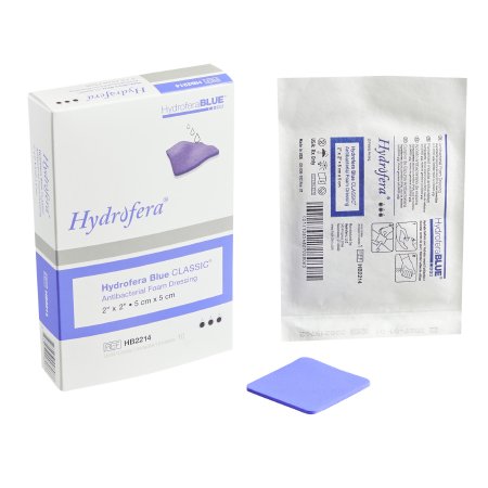 Hydrofera  HB2214 Antibacterial Foam Dressing Hydrofera BLUE Classic 2 X 2 Inch Without Border Without Film Backing Nonadhesive Square Sterile