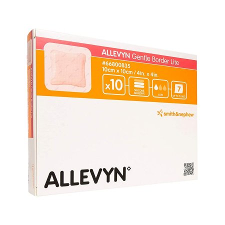 Smith & Nephew  66800835 Thin Foam Dressing Allevyn Gentle Border Lite 4 X 4 Inch With Border Film Backing Silicone Gel Adhesive Square Sterile