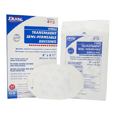 Dukal  4112 Transparent Film Dressing Dukal 4 X 4-3/4 Inch Frame Style Delivery Oval Sterile