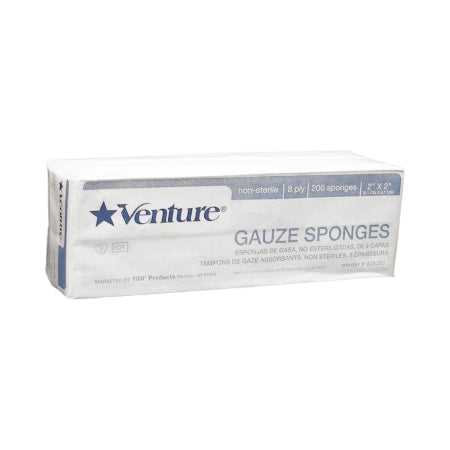 Tidi Products  908282 Gauze Sponge Venture 2 X 2 Inch 200 per Sleeve NonSterile 8-Ply Square