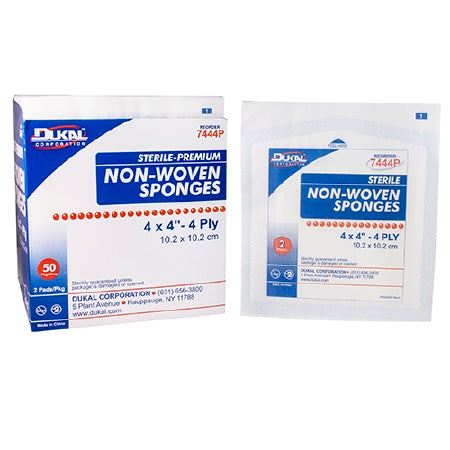 Dukal  7444P Nonwoven Sponge Dukal 4 X 4 Inch 2 per Pack Sterile 4-Ply Square