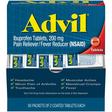 Glaxo Consumer Products  30573015489 Pain Relief Advil 200 mg Strength Ibuprofen Tablet 50 per Box