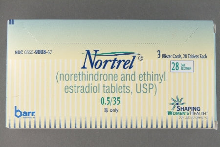 Teva  00555900867 Nortrel Norethindrone / Ethinyl Estradiol 0.5 mg - 0.035 mg Tablet Blister Pack 84 Tablets