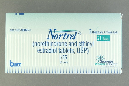 Teva  00555900942 Nortrel Norethindrone / Ethinyl Estradiol 1 mg - 0.035 mg Tablet Blister Pack 63 Tablets