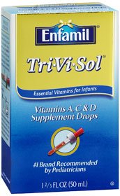 Mead Johnson  00087040303 Children's Multivitamin Supplement Tri-Vi-Sol Vitamin A / Ascorbic Acid / Vitamin D 750 IU - 35 mg - 400 IU Strength Oral Drops 50 mL Cherry Flavor