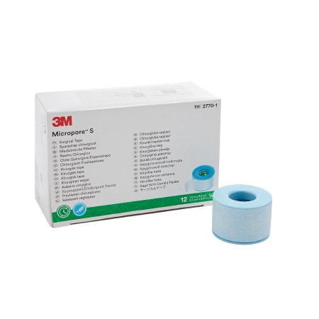 3M  2770-1 Medical Tape 3M Micropore S Blue 1 Inch X 5-1/2 Yard Silicone NonSterile