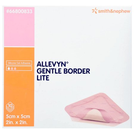 Smith & Nephew  66800833 Thin Foam Dressing Allevyn Gentle Border Lite 2 X 2 Inch With Border Film Backing Silicone Gel Adhesive Square Sterile