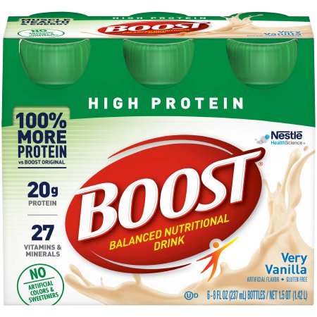 Nestle Healthcare Nutrition 00041679941362 Oral Supplement Boost High Protein Very Vanilla Flavor Liquid 8 oz. Bottle