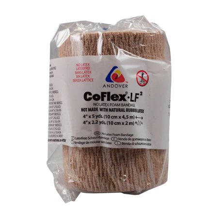 Andover Coated Products  9400TN-018 Cohesive Bandage CoFlex·LF2 4 Inch X 5 Yard Self-Adherent Closure Tan NonSterile 20 lbs. Tensile Strength