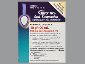 Bayer  50419077301 Ciprofloxacin 500 mg / 5 mL Suspension Bottle 100 mL