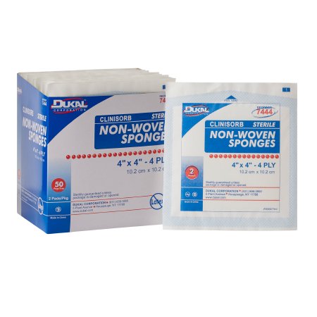 Dukal  7444 Nonwoven Sponge Clinisorb 4 X 4 Inch 2 per Pack Sterile 4-Ply Square