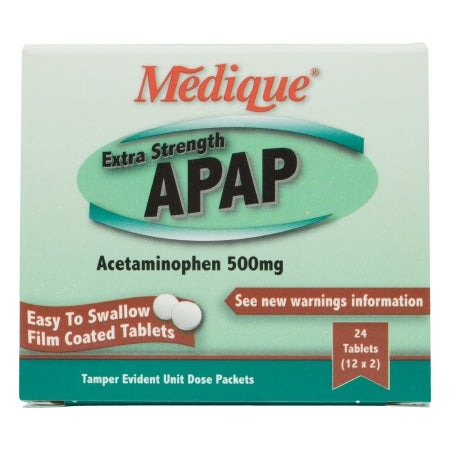 Medique Products  17564 Pain Relief APAP Extra Strength 500 mg Strength Acetaminophen Unit Dose Tablet 12 per Box