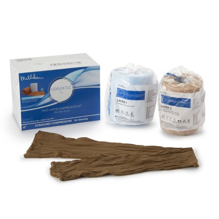 Andover Coated Products  7800TLC-XL 2 Layer Compression Bandage System CoFlex TLC XL with Indicators 4 Inch X 5-2/5 Yard / 4 Inch X 7 Yard Self-Adherent / Pull On Closure Tan NonSterile 35 to 40 mmHg