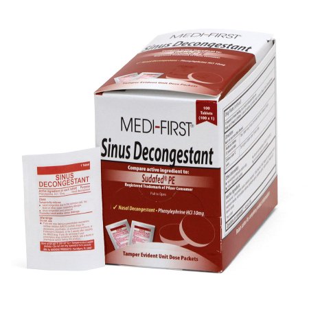 Medique Products  80933 Sinus Relief Medi-First 10 mg Strength Tablet 100 per Box