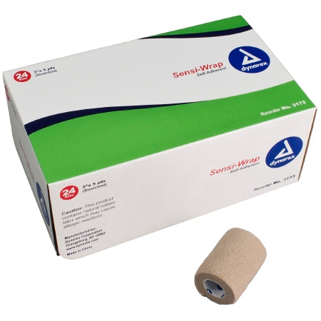 Dynarex  3173 Cohesive Bandage Sensi-Wrap 3 Inch X 5 Yard Self-Adherent Closure Tan NonSterile Standard Compression