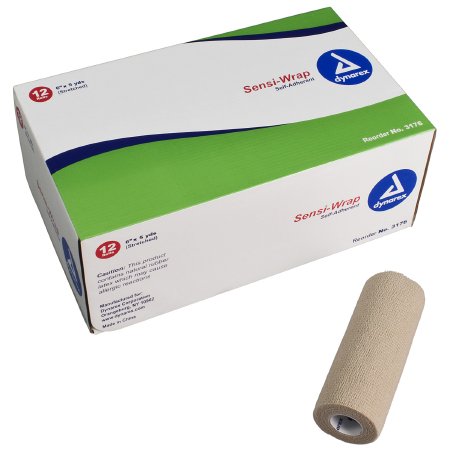 Dynarex  3176 Cohesive Bandage Sensi-Wrap 6 Inch X 5 Yard Self-Adherent Closure Tan NonSterile Standard Compression