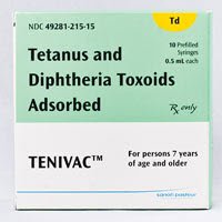 Sanofi Pasteur  49281021515 Tenivac Td Vaccine Indicated for People 7 Years of Age and Older Tetanus and Diphtheria Toxoids Adsorbed, Preservative Free Injection Prefilled Syringe 0.5 mL