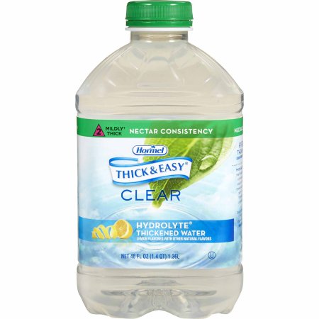 Hormel Food Sales 12863 Thickened Water Thick & Easy Hydrolyte 46 oz. Bottle Lemon Flavor Liquid IDDSI Level 2 Mildly Thick