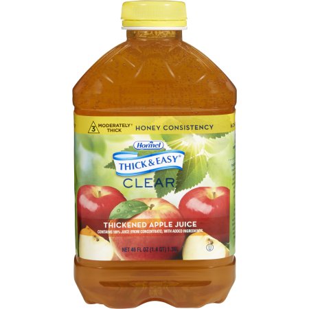 Hormel Food Sales 30634 Thickened Beverage Thick & Easy 46 oz. Bottle Apple Flavor Liquid IDDSI Level 3 Moderately Thick/Liquidized