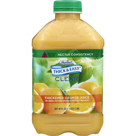 Hormel Food Sales 42161 Thickened Beverage Thick & Easy 46 oz. Bottle Orange Flavor Liquid IDDSI Level 2 Mildly Thick