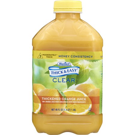 Hormel Food Sales 40123 Thickened Beverage Thick & Easy 46 oz. Bottle Orange Flavor Liquid IDDSI Level 3 Moderately Thick/Liquidized