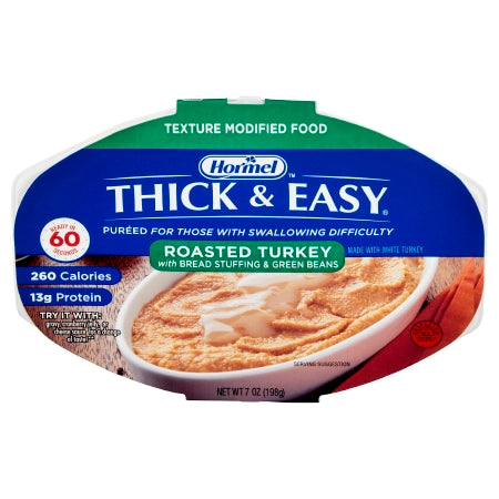 Hormel Food Sales 60749 Thickened Food Thick & Easy Purees 7 oz. Tray Turkey with Stuffing / Green Beans Flavor Puree IDDSI Level 2 Mildly Thick