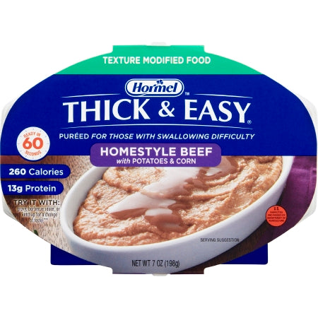 Hormel Food Sales 60747 Thickened Food Thick & Easy Purees 7 oz. Tray Beef with Potatoes / Corn Flavor Puree IDDSI Level 2 Mildly Thick