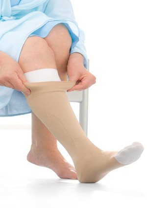 BSN Medical 114507 Compression Stocking with Liner JOBST UlcerCARE  Knee High 4X-Large Beige Closed Toe