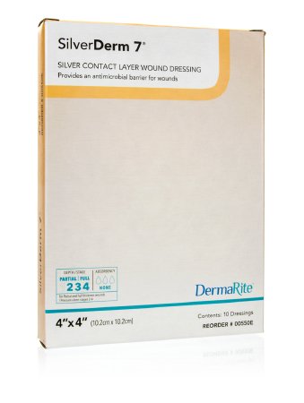 DermaRite Industries  00550E Silver Wound Contact Layer Dressing SilverDerm7 4 X 4 Inch Square Sterile