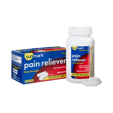 McKesson Brand 49348004209 Pain Relief sunmark 500 mg Strength Acetaminophen Caplet 50 per Bottle