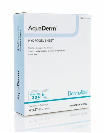 DermaRite Industries  00324E Hydrogel Wound Dressing AquaDerm Sheet 4 X 4 Inch Square Sterile