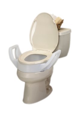 Fabrication Enterprises  43-2555 Raised Toilet Seat with Arms Lock-On 5 Inch Height White 300 lbs. Weight Capacity